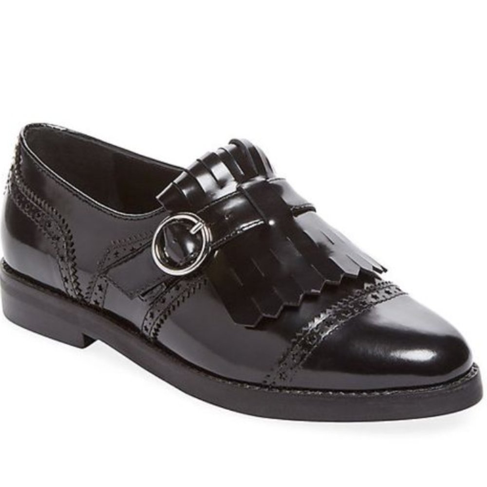 Isa Tapia Black Leather Oxford Loafers 8.5 - Picture 3 of 5
